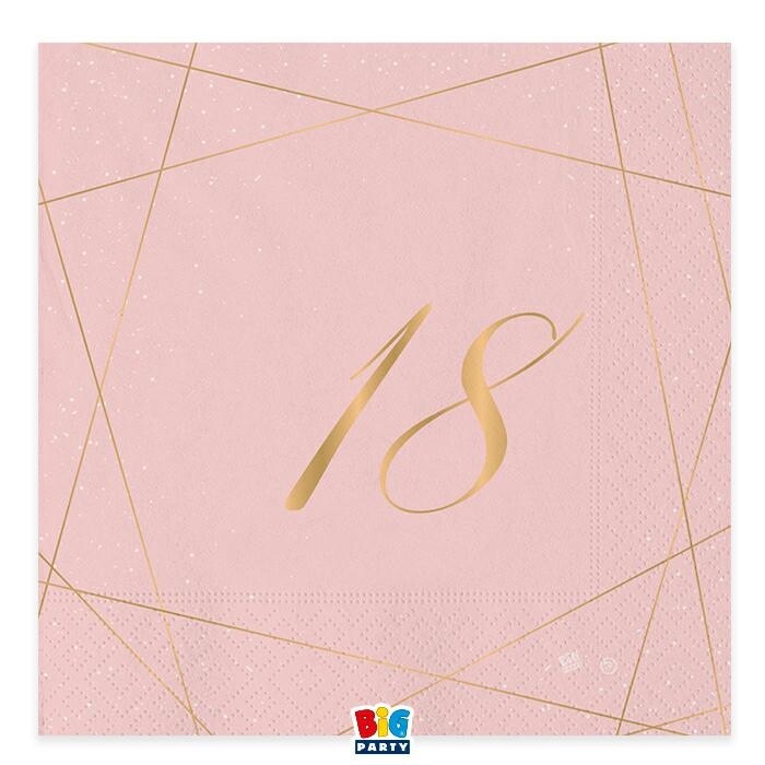 TOVAGLIOLI 33X33 CM 18 ANNI ROSE 20 PZ