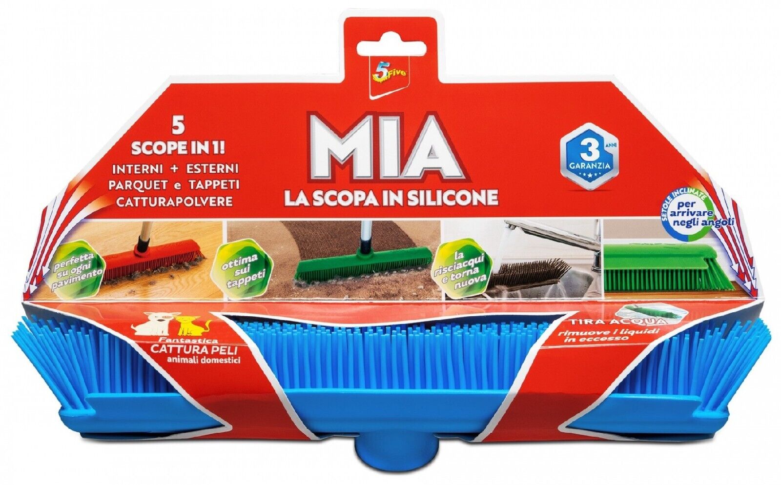 Super Five SCOPA IN SILICONE MIA COLORI ASSORTITI