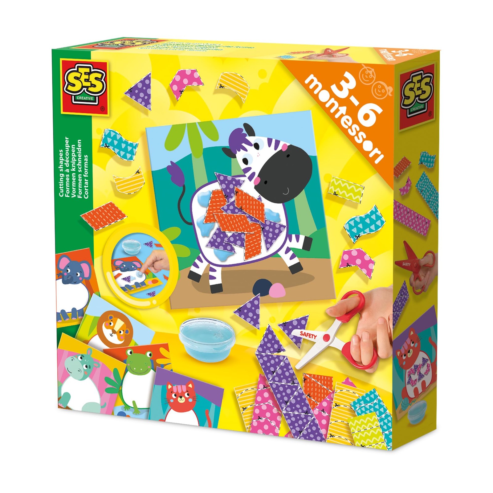 SES Creative 14061 Montessori Cutting Shapes - Creative Play Kit for Kids Aged 3
