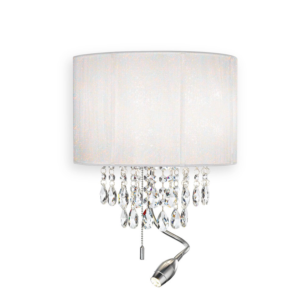Applique Classica Opera Metallo-Cristallo Bianco 3 Luci E14+1,5W 3000K