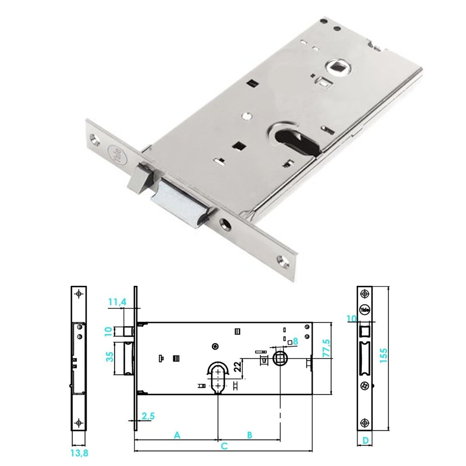 YALE 8500270080 SERRATURA ELETTRICA PER PORTE IN ALLUMINIO CON FASCIA ALTA