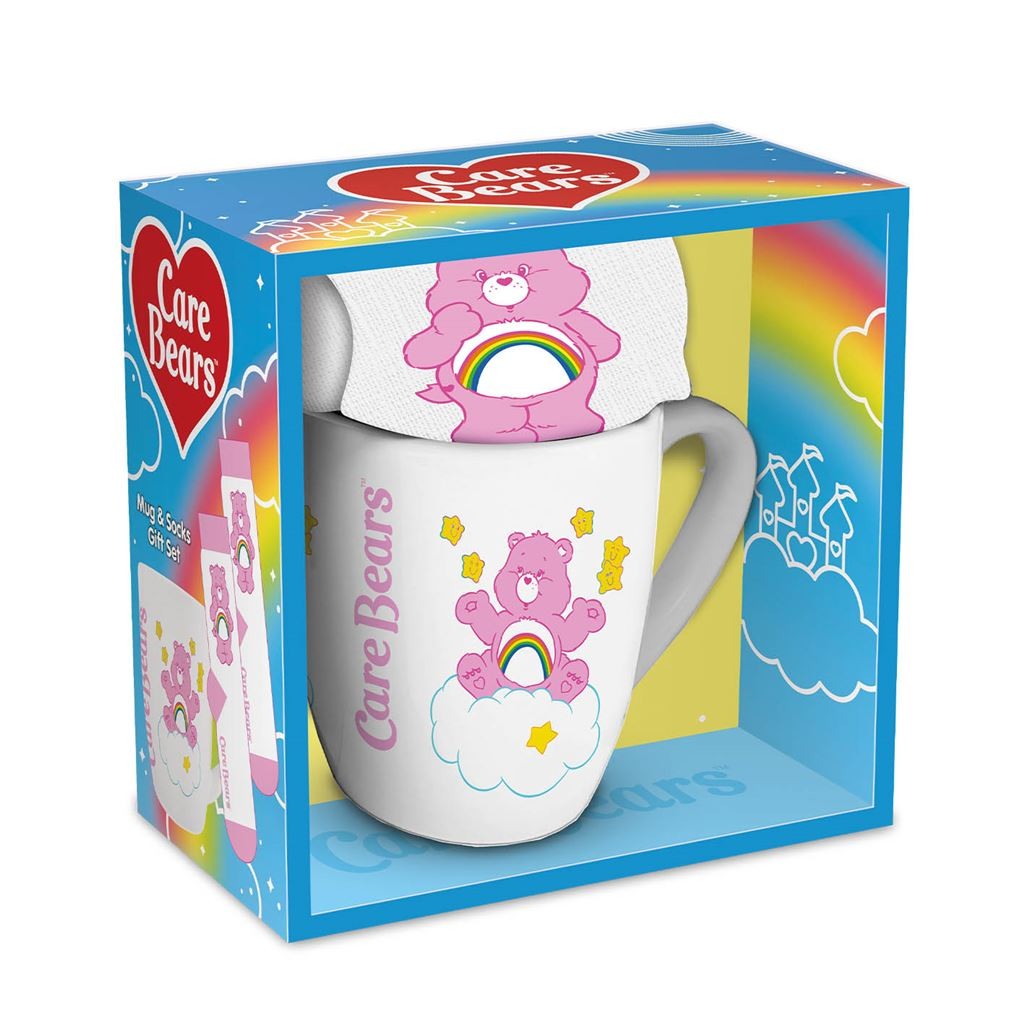 CARE BEARS (CHEER BEAR) FEMALE MUG & SOCK SET - Adorable Cheer Bear Design, Incl