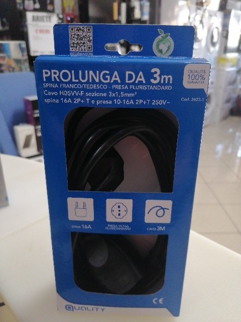 POLY POOL Prolunga Elettrica 3 Metri 16 A 2p+T Bianca 250V Cavo Elettrico (H5F)