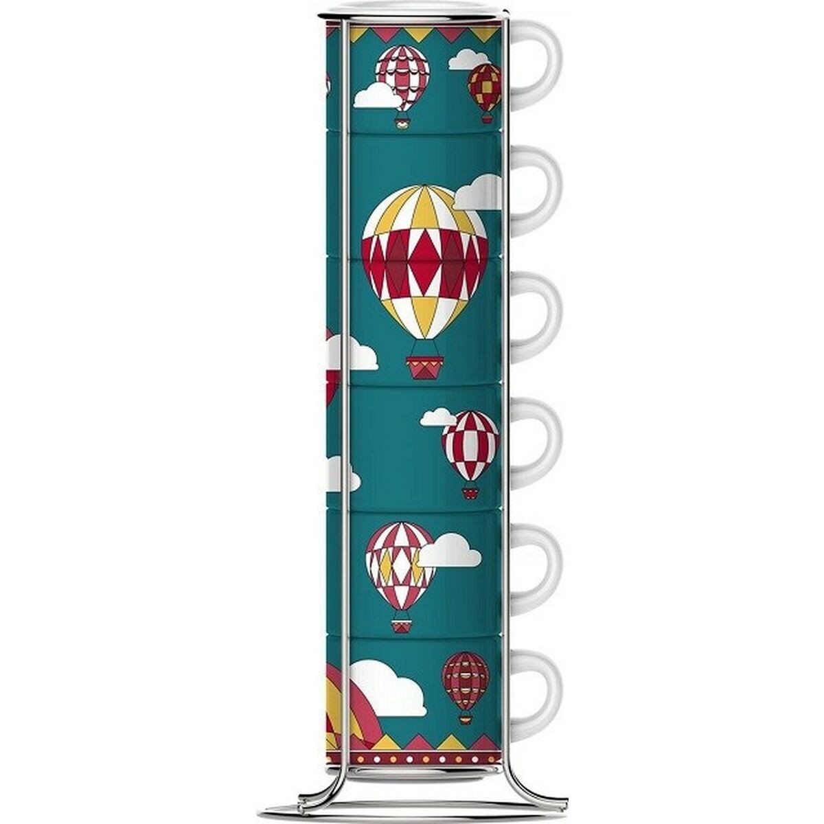 Set di 6 Tazze da Caffè Bialetti Winter Wonderland Turchese Porcellana 80 ml