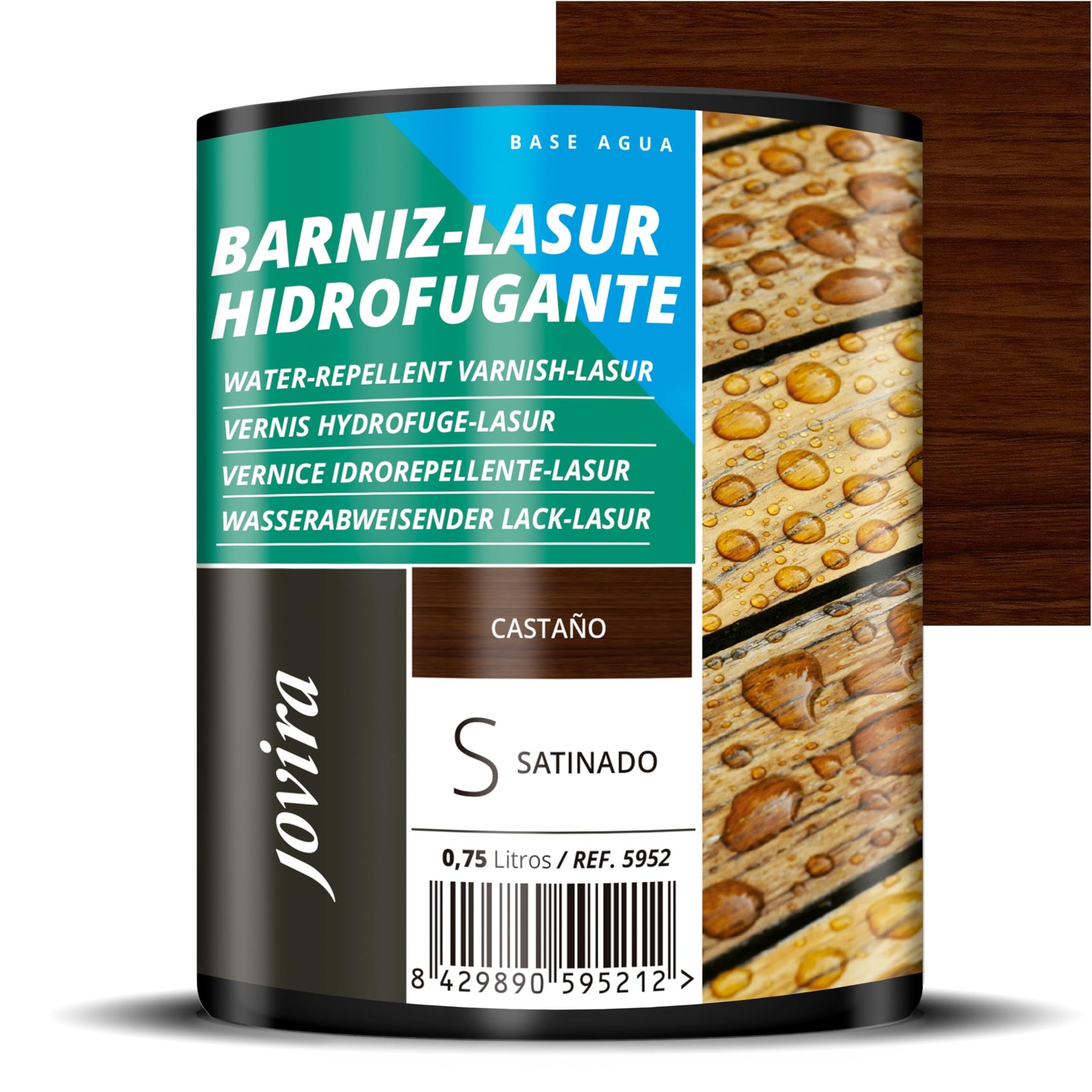 JOVIRA PINTURAS Impregnante legno, (750 ml Castagno), Lasur idrorepellente 9hlR