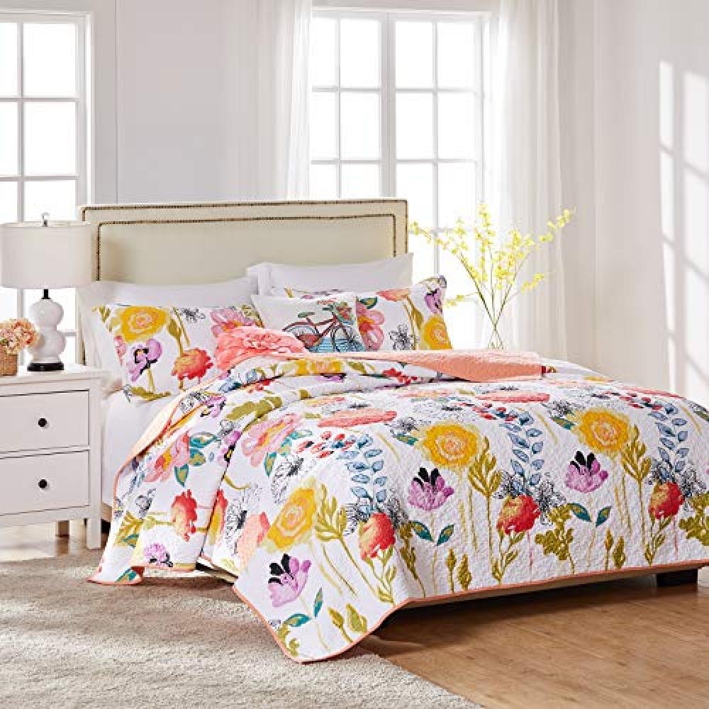 (TG. Full/Queen) Greenland Home 3-Piece Watercolor Dream Quilt Set, Full/Queen,