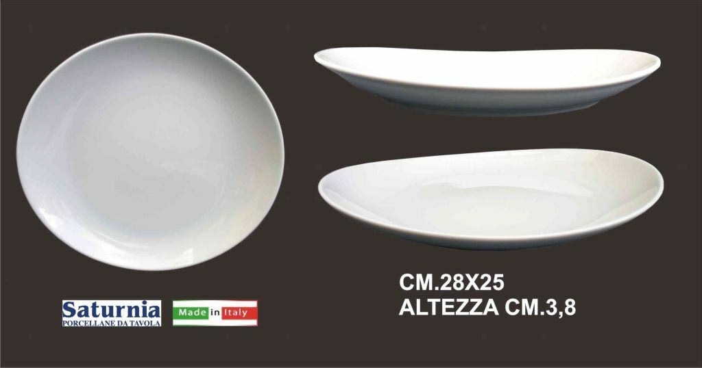 SATURNIA PIATTO TIVOLI BISTECCA CM.27,5 BIANCO CUCINA RISTORANTE