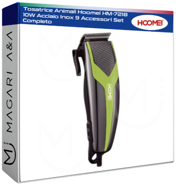Tosatrice Animali Hoomei HM-7218 10W Acciaio Inox 9 Accessori Set Completo