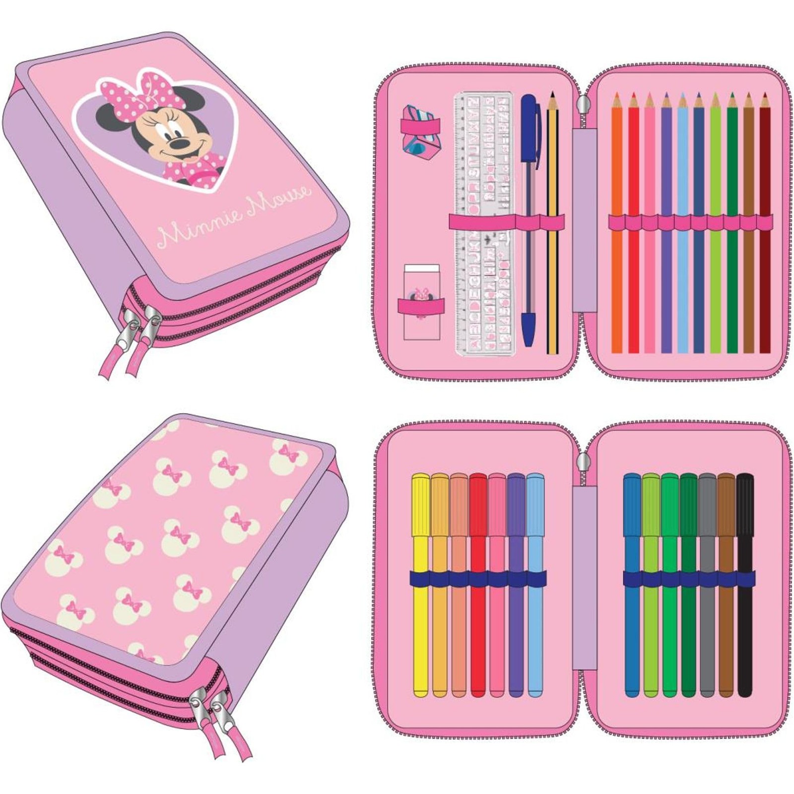 CERDÁ LIFE'S LITTLE MOMENTS Minnie Pencil Case with Accessories with Markers, Pe