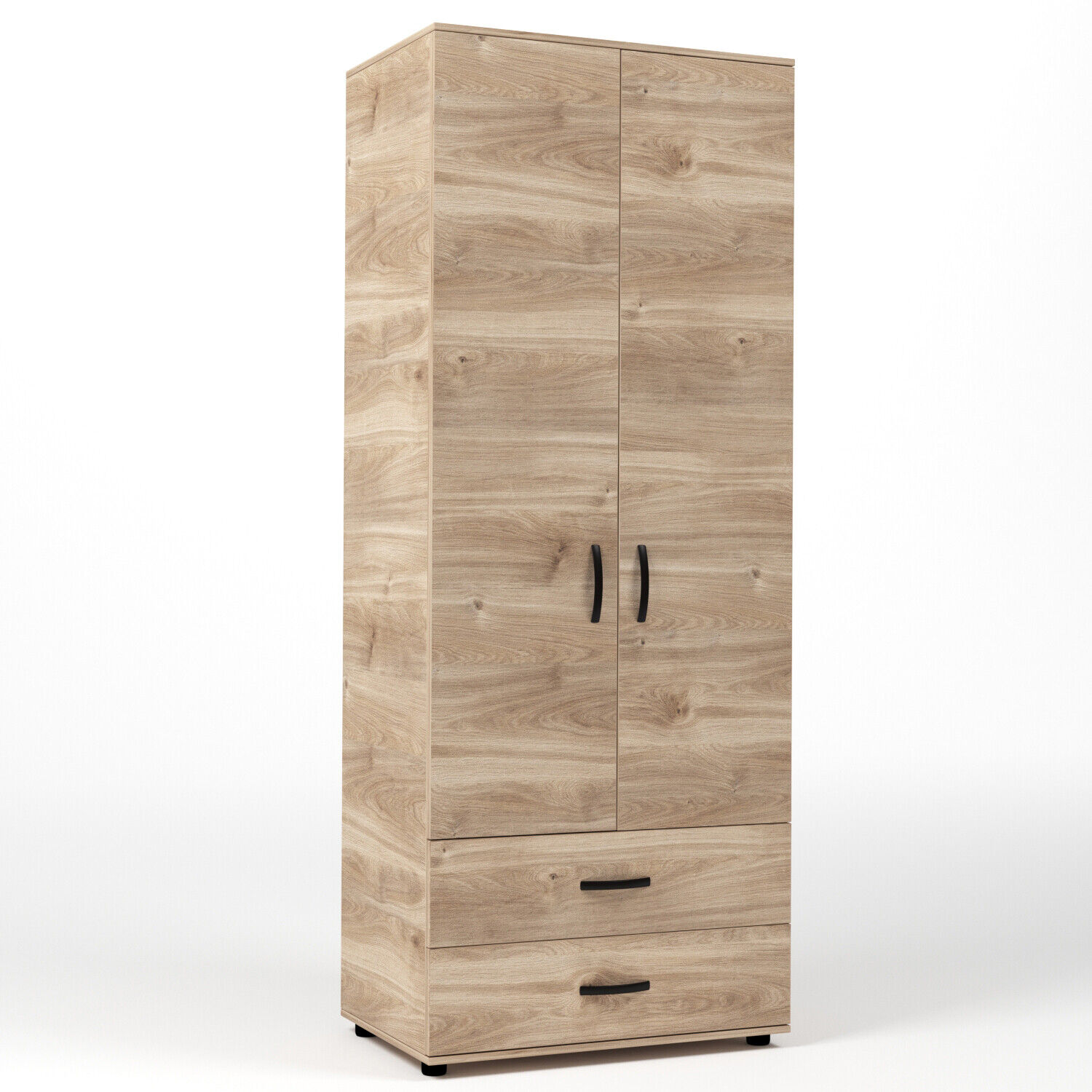 DecHome Armadio 2 Ante con 2 Cassetti 80x52x205 cm Rovere Miele GRK736K358