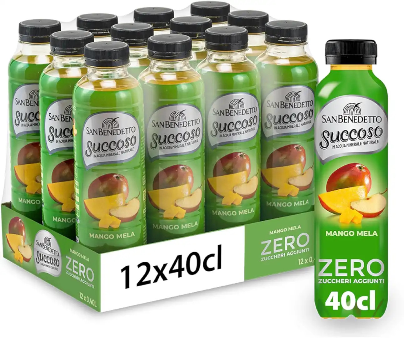 San Benedetto Succoso Zero Mango e Mela, 12x400ml, Bevanda Senza Zucc. e Glutine