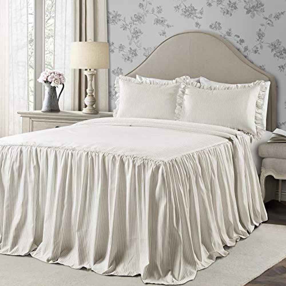 (TG. completo) Lush Décor Lush Decor Ticking Stripe Bedspread Wheat Shabby Chic