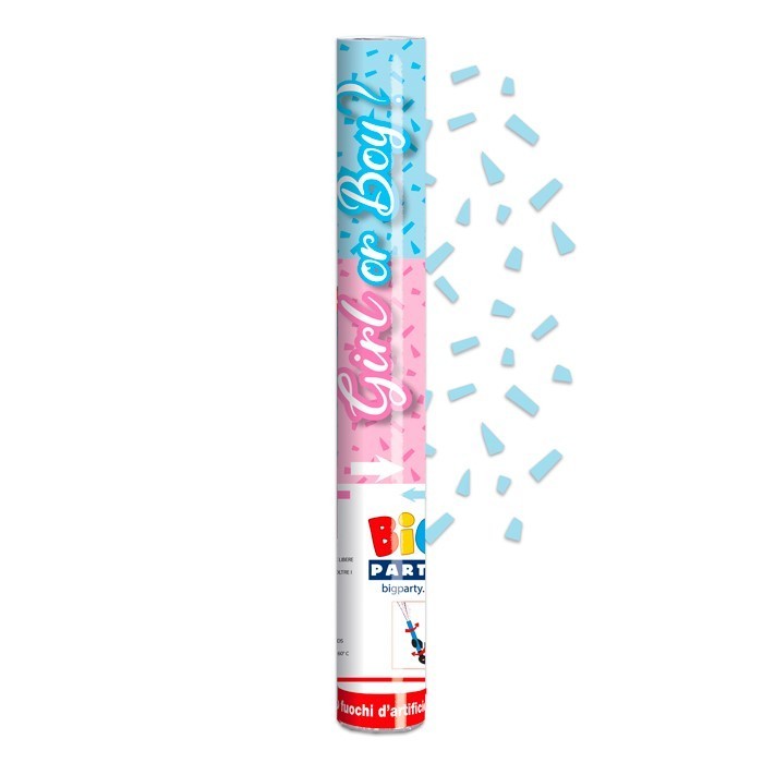 Cannone sparacoriandoli Cm. 30 - Boy or Girl? - Celeste