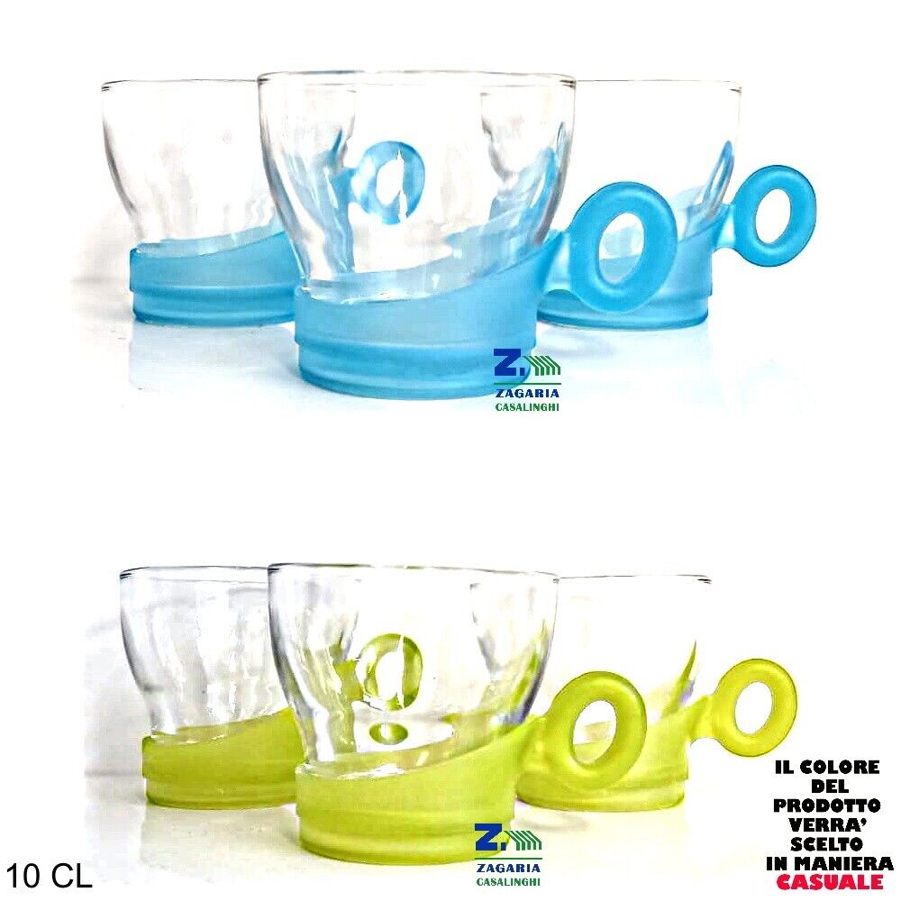 SET 3 TAZZINE OSLO 10CL PER CAFFE' PUNCH ESPRESSINO CON MANICO COLORATO BORMIOLI