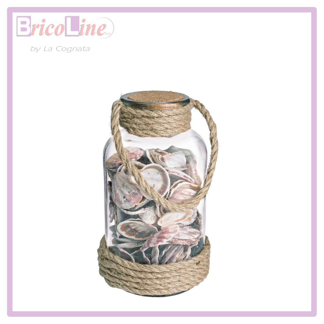 BOTTIGLIA DECORATIVA IN VETRO CON CONCHIGLIE ROPE 427G BIZZOTTO 0209569