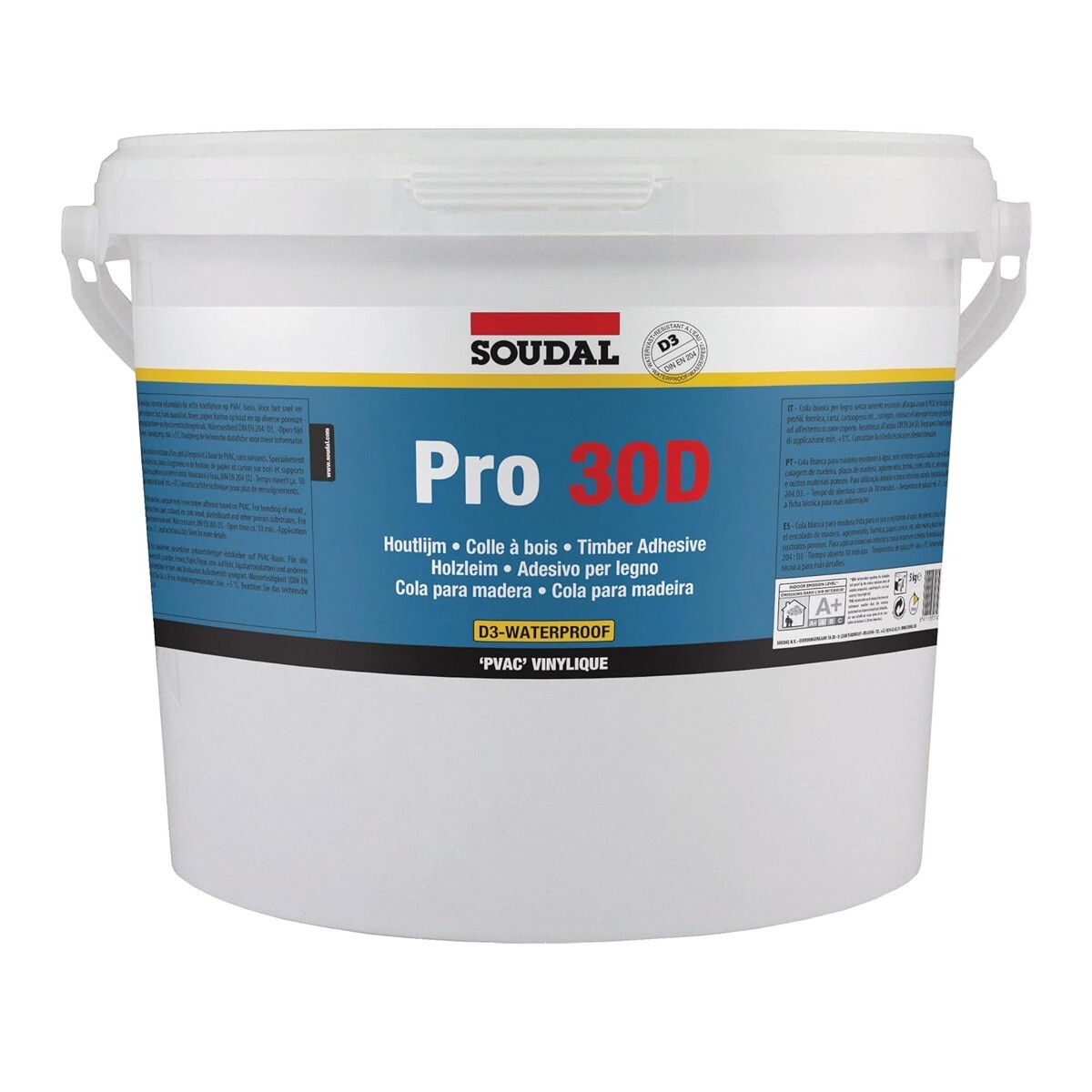 SOUDAL Pro 30 D Adesivo per legno resistente all'acqua 5 Kg