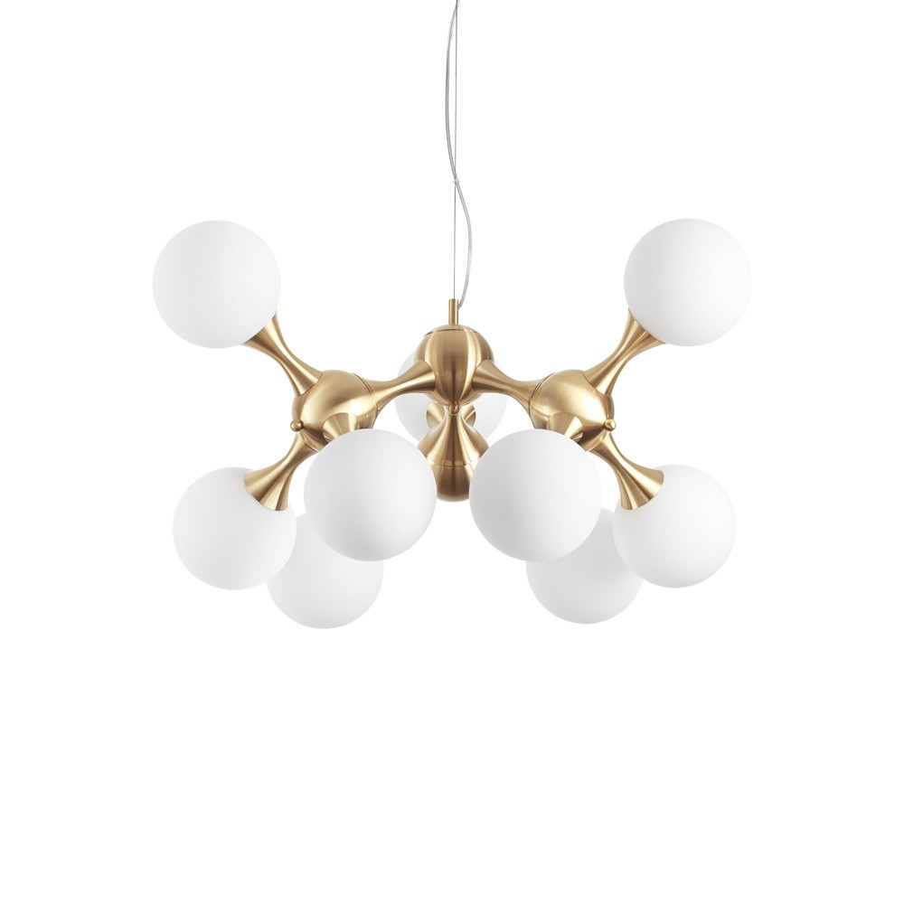 Sospensione Contemporanea Nodi Metallo Ottone 9 Luci E14
