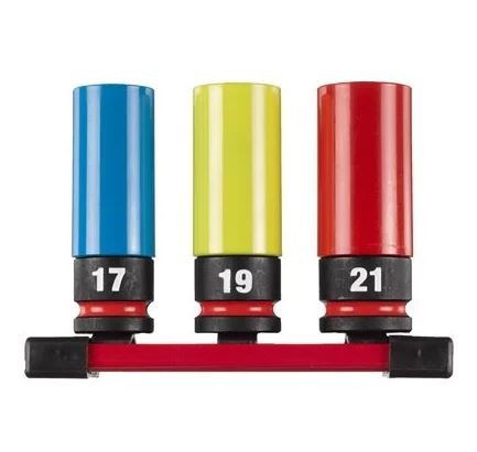 Set Bussole Gommate Antiurto attacco 1/2”  Impact Milwaukee 3PZ Misure 17-18-2