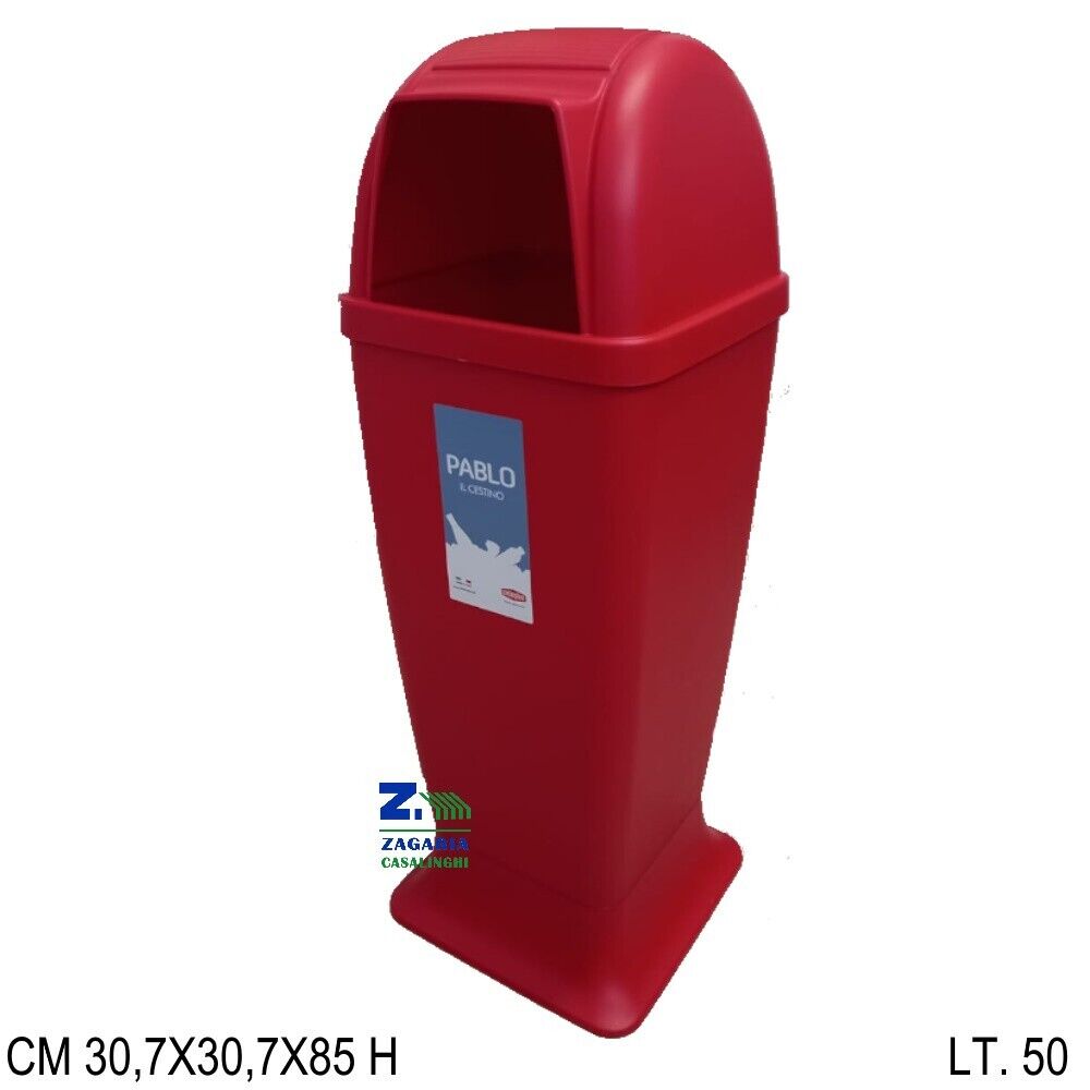 CESTINO GETTACARTE PATTUMIERA PABLO IN PLASTICA COLORE ROSSO