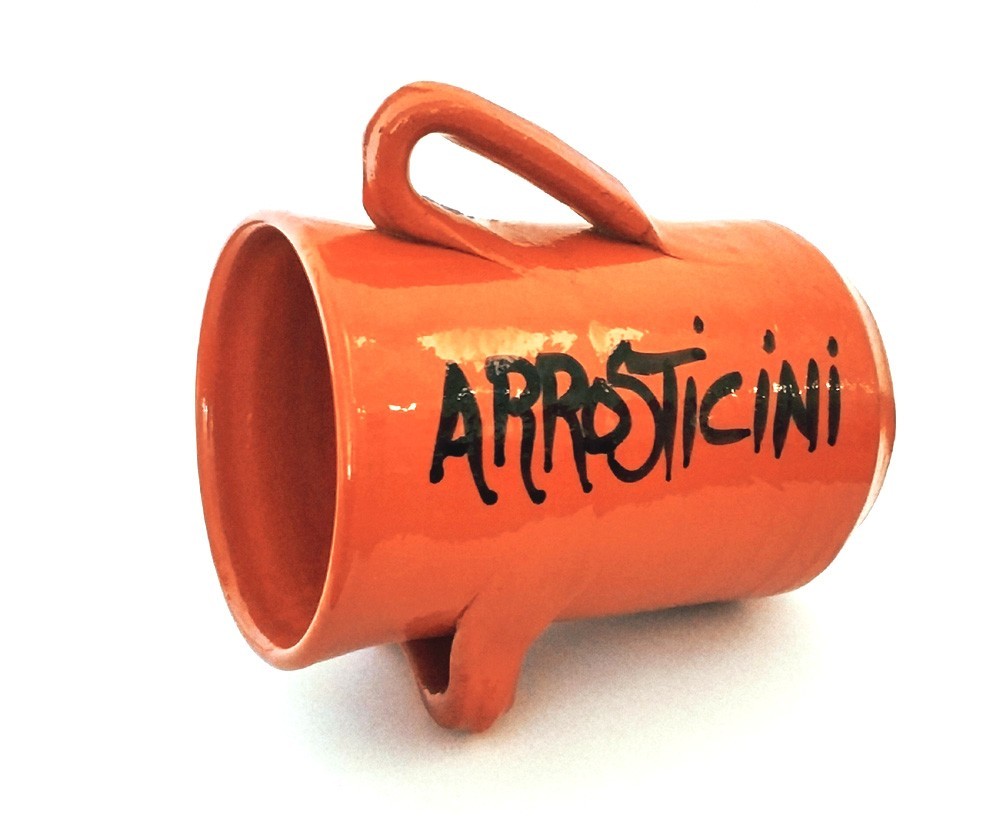 Brocca piccola porta arrosticini recipiente in terracotta