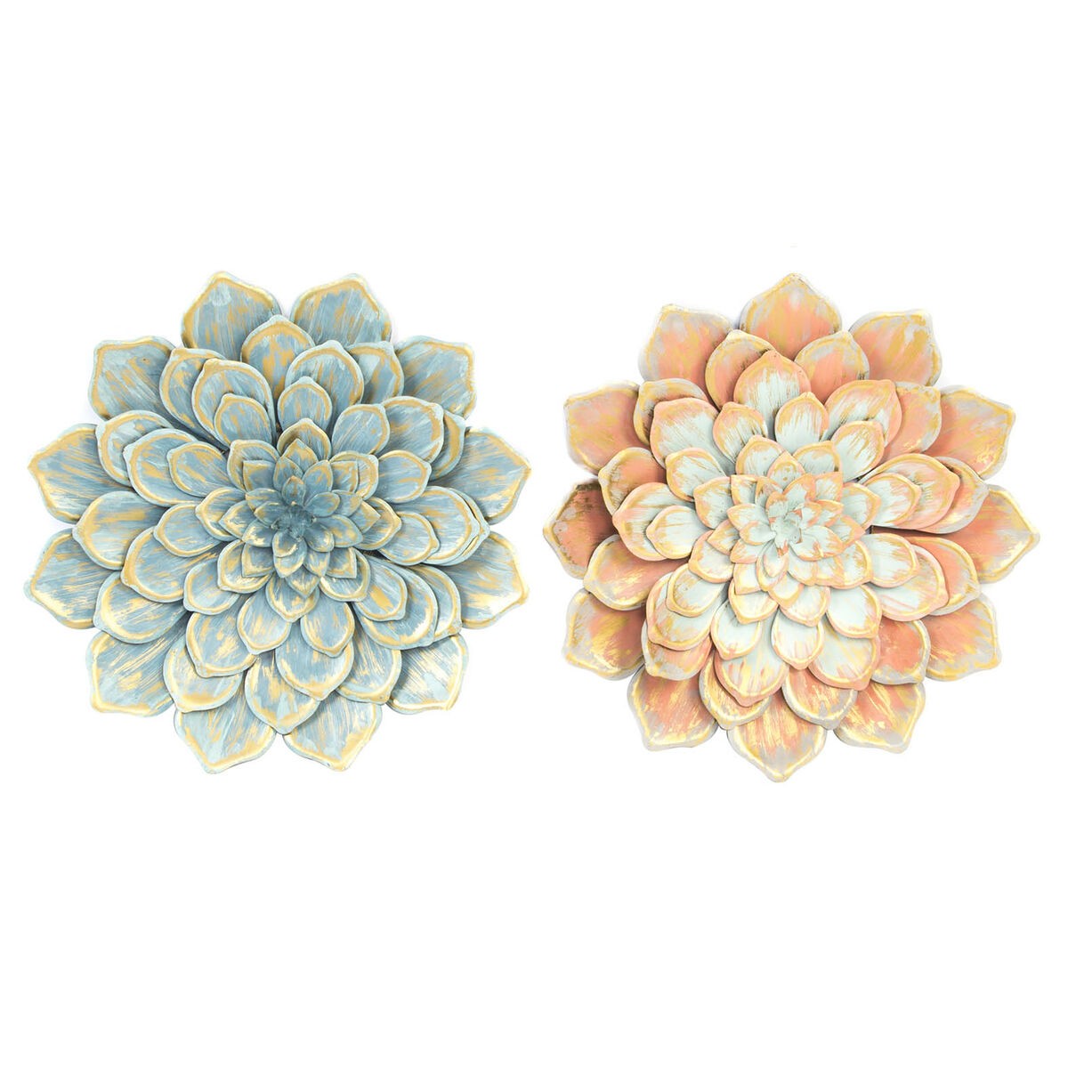 Decorazione da Parete DKD Home Decor 61 x 8 x 61 cm Fiore Azzurro Arancio Sha