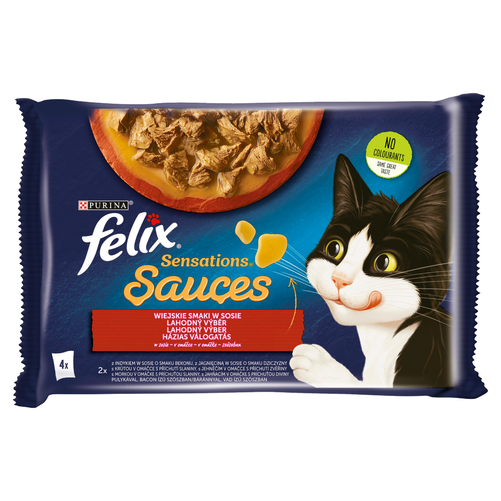 Felix Sensations Sauce cibo per gatti Country Flavours in Sauce 340 G (4 x 85 G)
