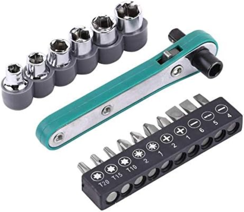 Walfront 17 pz 1/4" Mini Socket Ratchet Wrench Rapid Ratchet Wrench Intercambiab