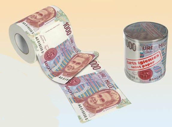 Carta igienica stampata banconota 1000 Lire