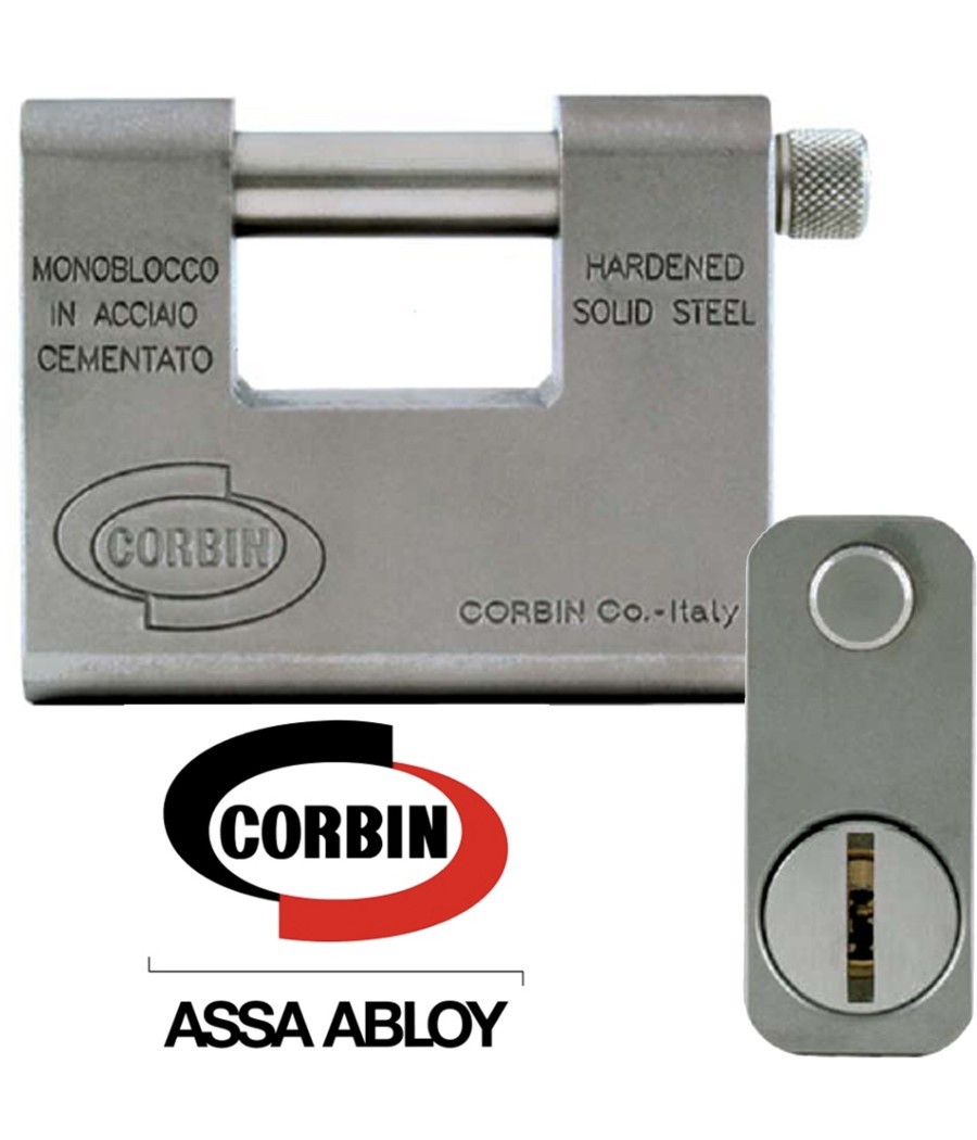 Lucchetto Catenaccio Monoblocco In Acciaio Cementato Grizzly Corbin Antitrapano