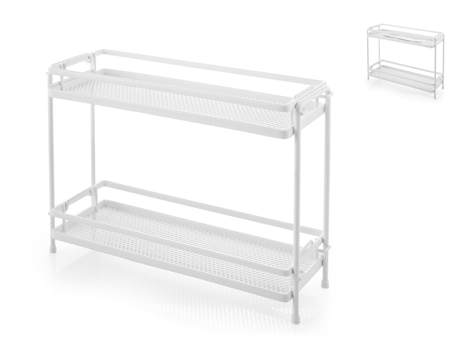 H&H Portaoggetti 2 Ripiani Loft Bianco Cm 26X10Xh20,5