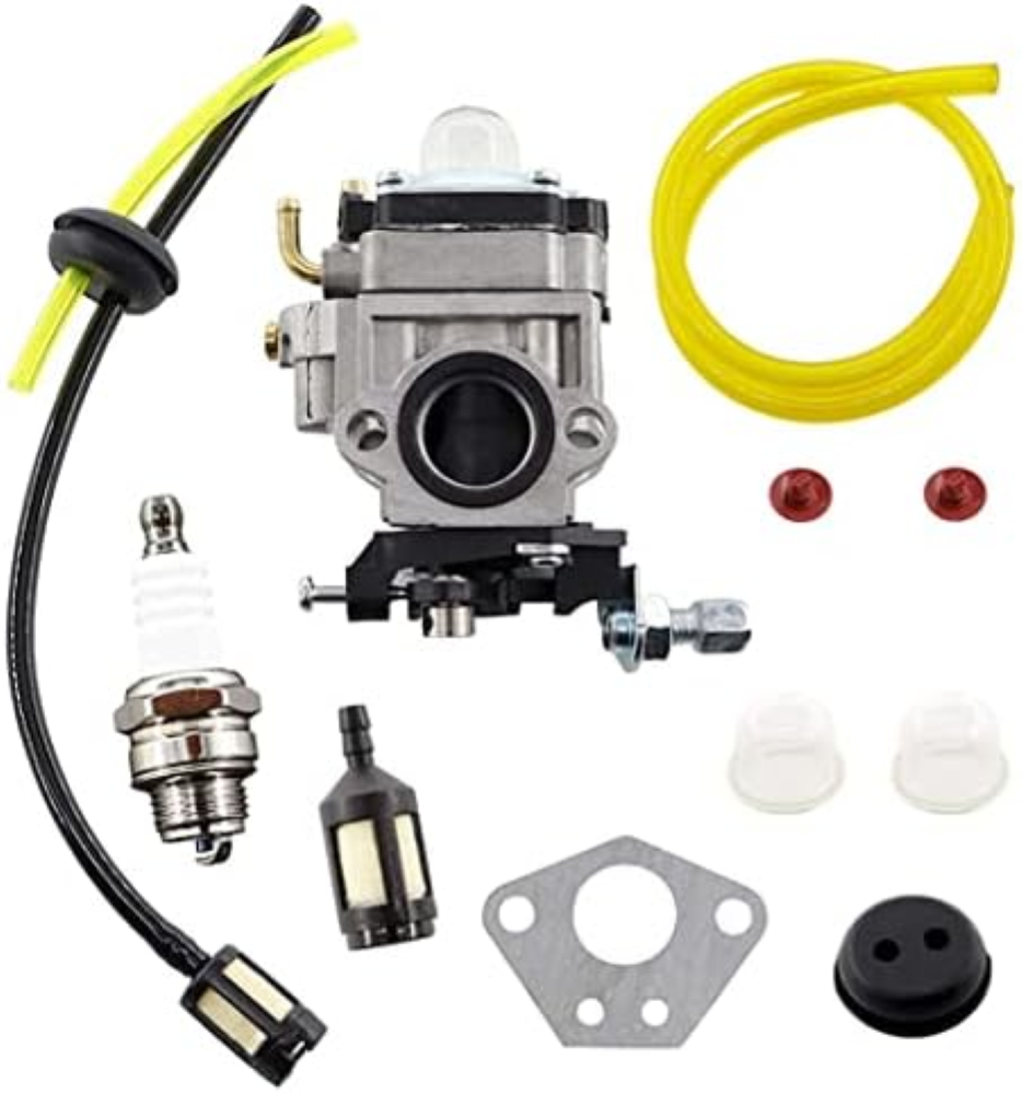 Carburatore con candela di accensione, tubo benzina, set per decespugliatore Flo