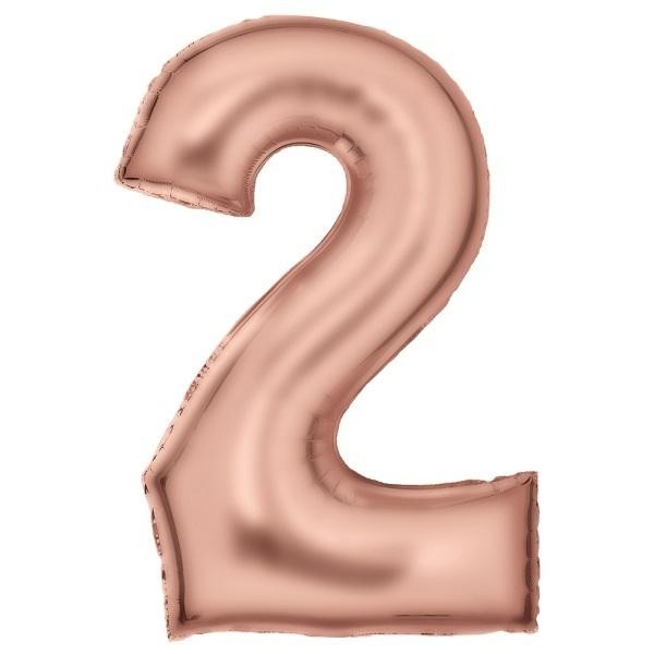 Palloncino numero 2 satinato oro rosa 86 cm