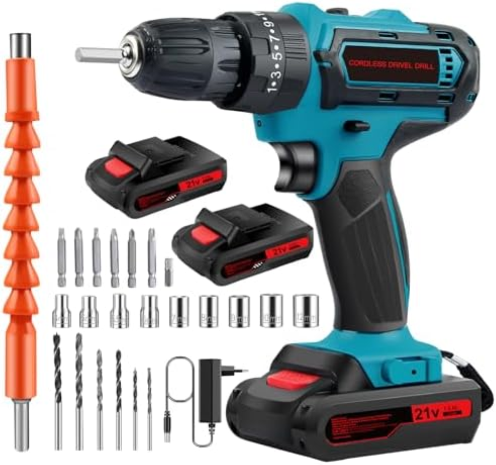 Trapano Avvitatore Batteria 21V, Trapano a Batteria, Trapano Avvitatore a Percus
