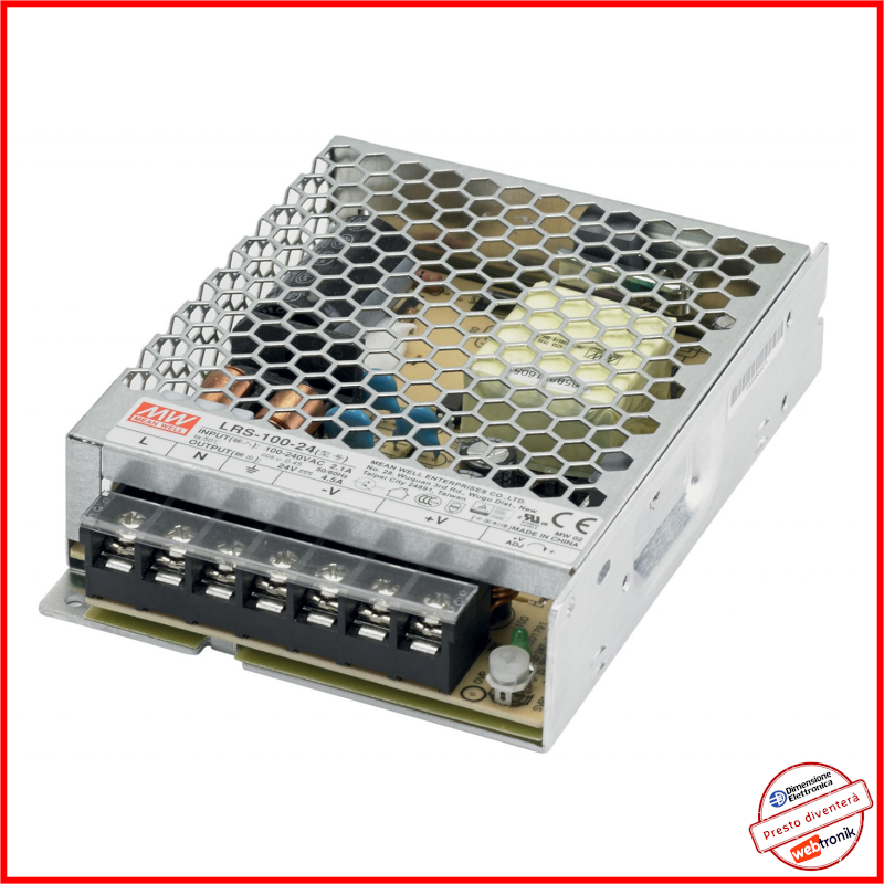 Alimentatore Trasformatore Mean Well LRS-100-24 volt Led 75w 230v Power Supply