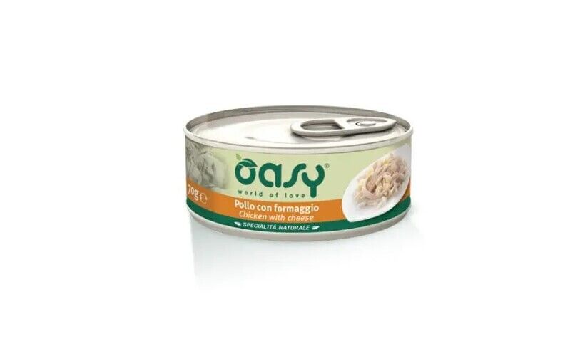 Oasy Umido Gatto  POLLO CON FORMAGGIO Lattina 70 gr - 6 pezzi