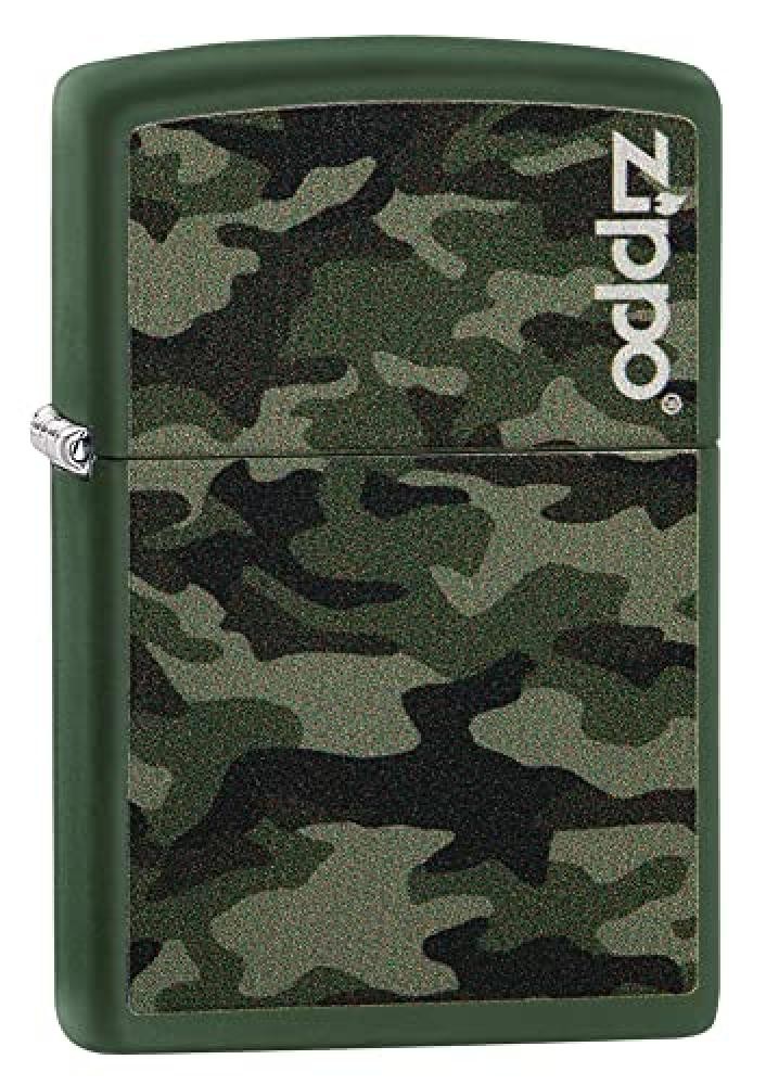 (TG. Normal) ZIPPO - Camo and Zippo Design - Base Green Matte - Benzina Accendin