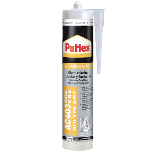 PATTEX SIGILLANTE SILICONICO SILICONE ACRILICO TRASPARENTE AC403 CARTUCCIA ML300