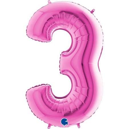 Palloncino mylar Super Shape numero Cm. 100 - Grabo - Fuxia - N. 3