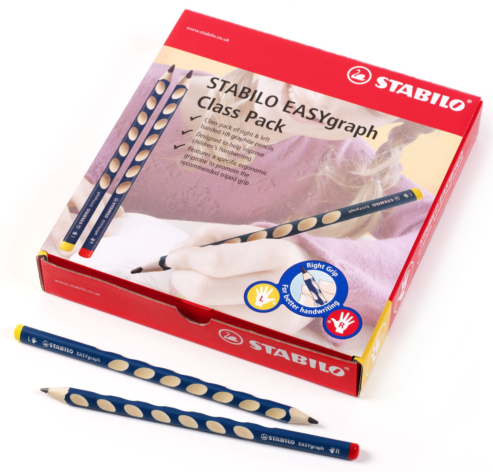 Ergonomic Graphite Pencil - STABILO EASYgraph - 8 x Left-Handed and 40 x Right-H