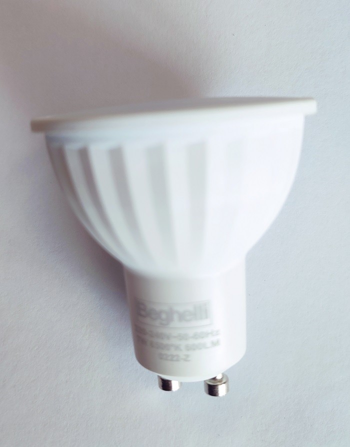 LAMPADINA LED GU10 7W FARETTO SPOT BEGHELLI 6500K 600 LUMEN LUCE FREDDA 56859