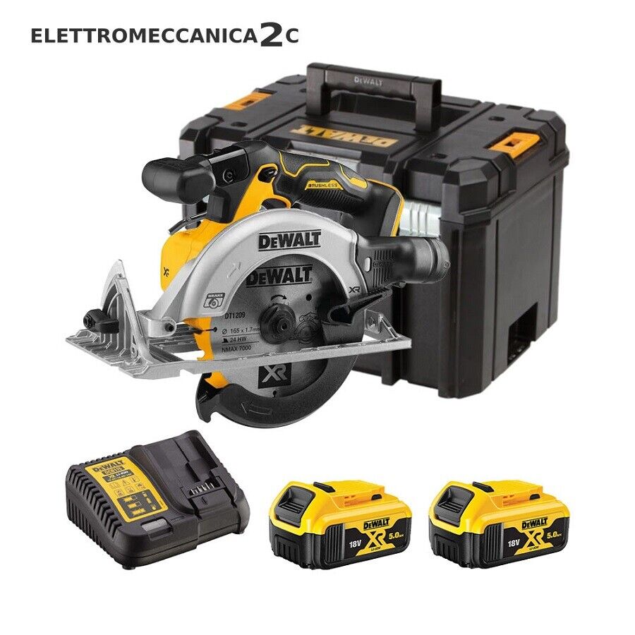DEWALT DCS565P2-QW sega circolare 18v brushless 165mm 2 batterie 5ah tstak