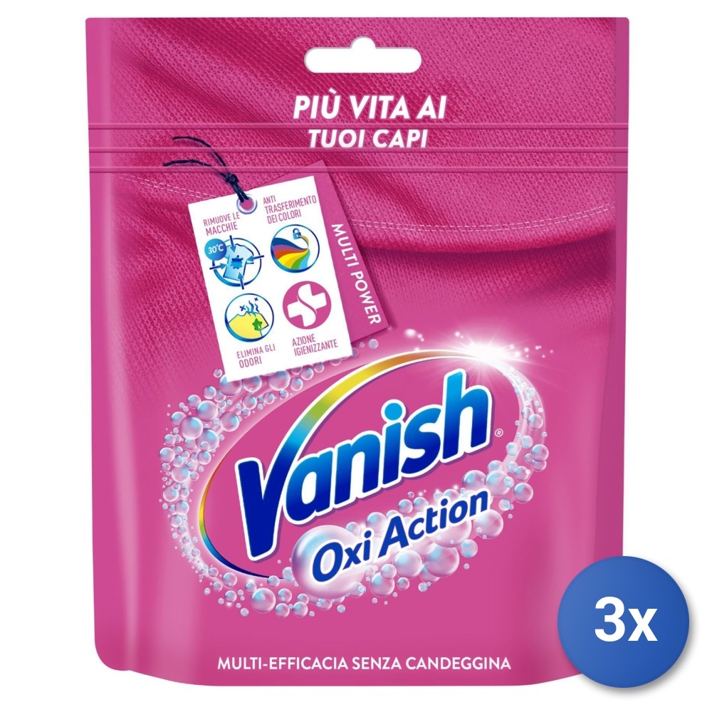 3x Vanish Smacchiatore Tessuti Polvere 300 Grammi Rosa Oxy Made In Italy