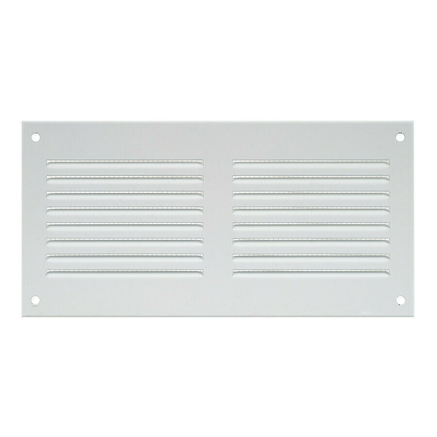 Metallo Bianco Aeratore Griglia 200mm x 100mm Con Fly Schermo Piatto Louvre Tubo