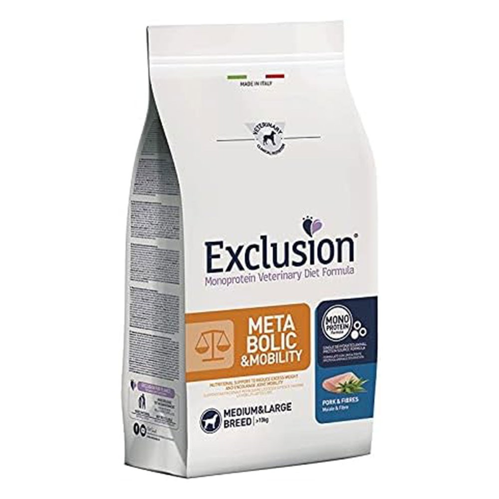 Exclusion Metabolic Mobility Medium/Large con Maiale E Fibre per Cani da 12 kg