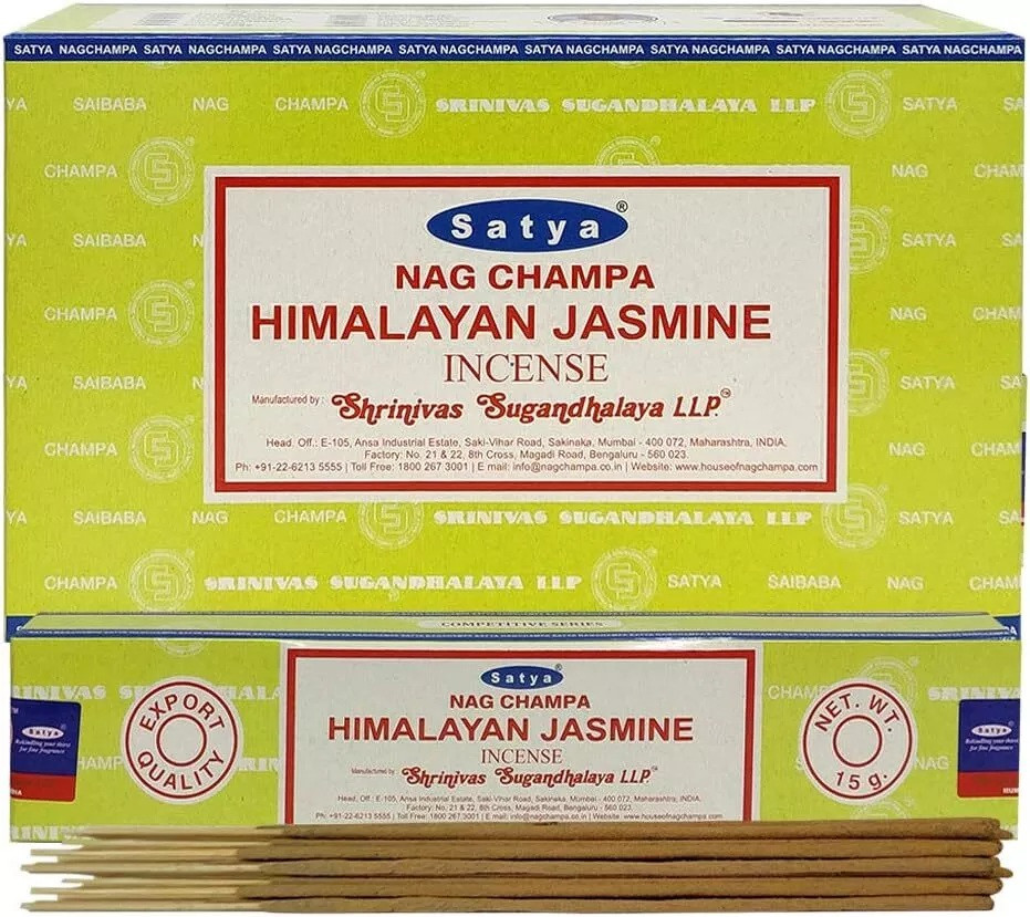 Satya Nag Champa Gelsomino Himalayano Bastoncini Di Incenso, 15g x 12 Scatole
