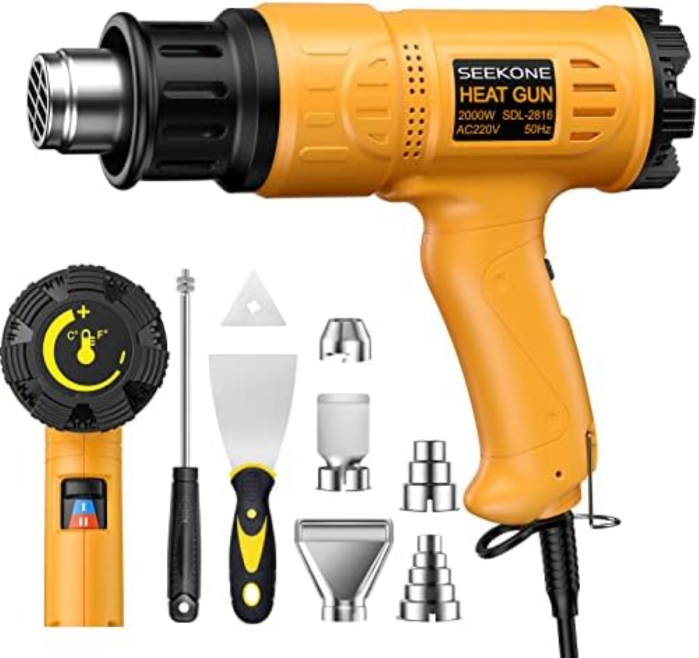 SEEKONE Pistola ad Aria Calda 2000W, 50â„ƒ- 600â„ƒ Pistola Termica Professionale