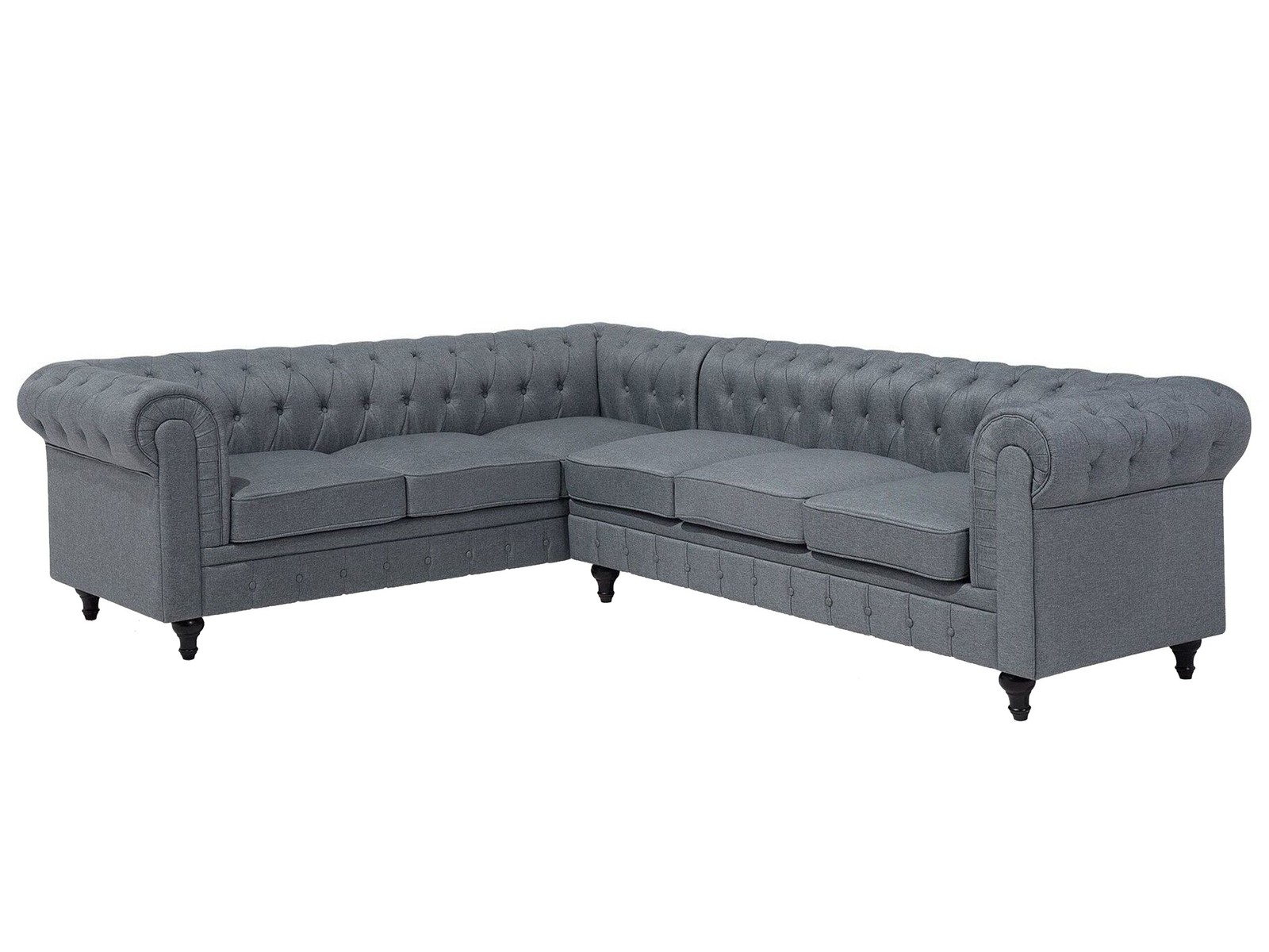 Divano angolare vintage in tessuto grigio versione destra CHESTERFIELD