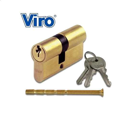 CILINDRO SAGOMATO OTTONATO VIRO MM. 60 (30+30) + 3 CHIAVI