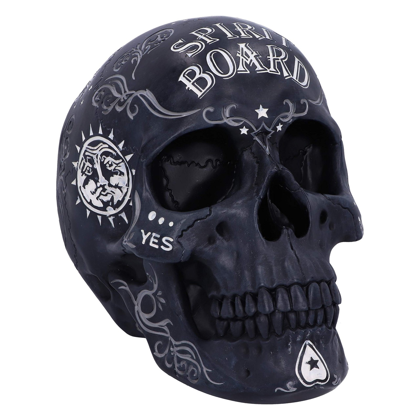 Nemesis Now Talking Board Skull Ornament, Black Spirit Ouija-Tavola parlante a F