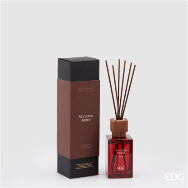 EDG Diffusore Ambra Marocchina per ambienti 120ml + ricarica 250 ml + bastoncini